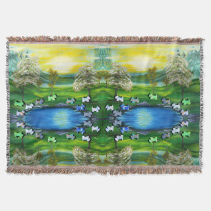 Groene Venus Scotties bij de vijver Deken