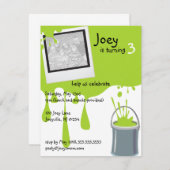 Groene verf kan kinderen op zaterdag uitnodigen kaart (Voorkant / Achterkant)