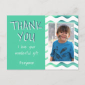 Groene verjaardag Bedankt kinderen foto  Briefkaart (Voorkant)