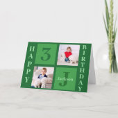 Groene Verjaardag Fotocollage Gepersonaliseerde Ki Kaart (Voorkant)