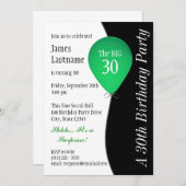 Groene verjaardagsballon kaart (Voorkant / Achterkant)