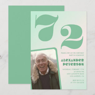 Groene verloop 72e verjaardagsuitnodigingen Mannen Kaart
