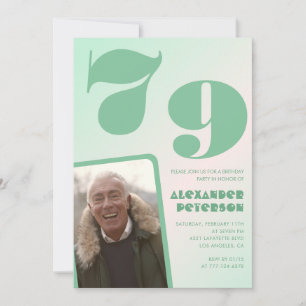 Groene verloop 79e verjaardagsuitnodigingen Jongen Kaart