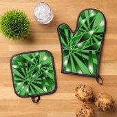 Groene verloopkleur Vulling Kunstperspectieftekeni Ovenwant & Pannenlap Set (Top down)