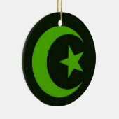 Groene versiering met moon en Star Keramisch Ornament (Rechts)