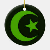 Groene versiering met moon en Star Keramisch Ornament (Achterkant)