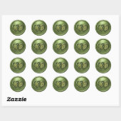 Groene verstrengelde harten monogram trouw ronde sticker (Vel)