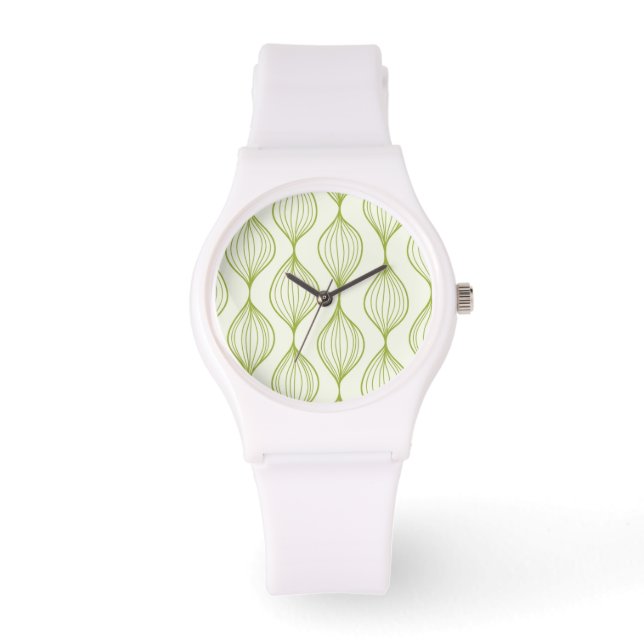 Groene verticale ogeenpatroonachtergrond horloge (Voorkant)