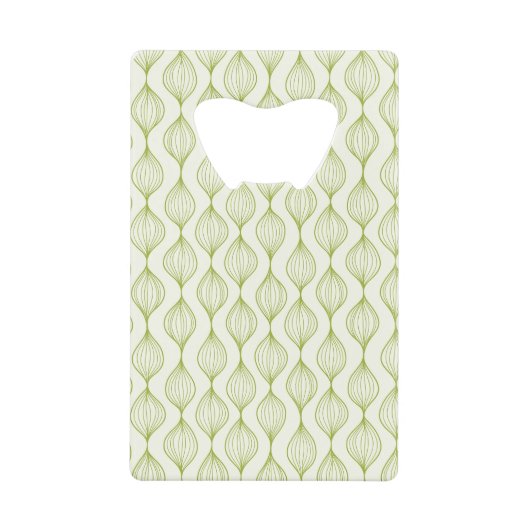 Groene verticale ogeenpatroonachtergrond kredietkaart flessenopener (Voorkant)