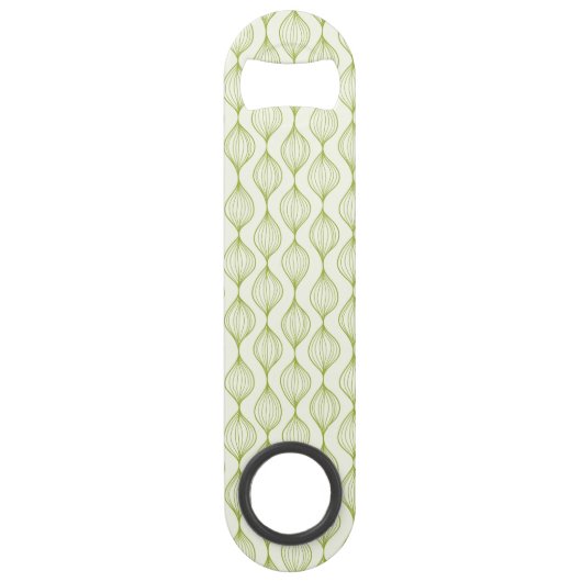 Groene verticale ogeenpatroonachtergrond speed flessenopener (Voorkant)