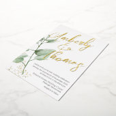 Groene Vet Script Botanische Trouw Folie Uitnodiging (Gedraaid)