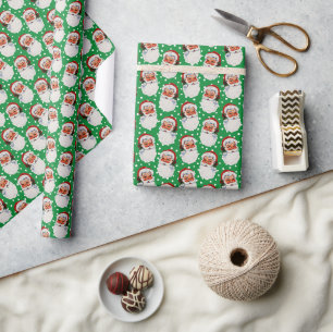 Groene Victoriaans Kerstman Cadeaupapier