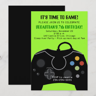Groene video Game Boys Birthday Uitnodiging