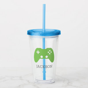 Groene Video Game Controller Gamer gepersonaliseer Acryl Drinkbeker