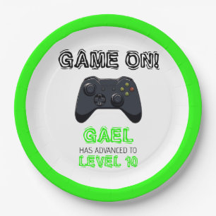 Groene Video Game Vrachtwagen Verjaardag Papieren Bordje