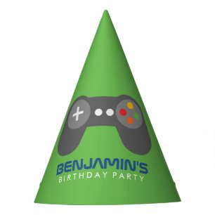 Groene videogame-controller Kinderen van zaterdag Feesthoedjes