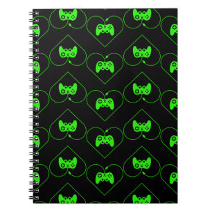 Groene Videospelcontroller Hartpatroon Notitieboek