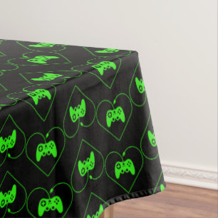 Groene Videospelcontroller Hartpatroon Tafelkleed