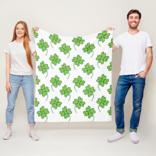 Groene vierbladige klaver fleece deken