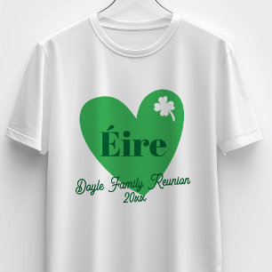 Groene Vierbladige Klaverhart Éire Ierland Reünie T-shirt