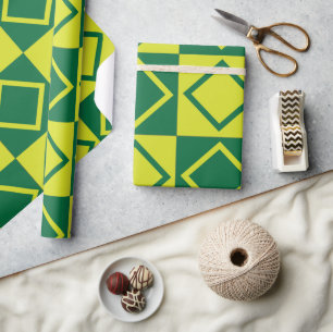 Groene vierkante diamant decoratieve geometrische  cadeaupapier