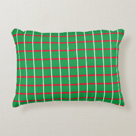 Groene vierkantjes met rode en witte lijnen met on accent kussen