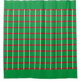 Groene vierkantjes met rode en witte lijnen Shower Douchegordijn