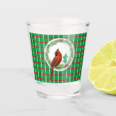 Groene vierkantjes met rode en witte lijnen, warm shot glas (Voorkant)