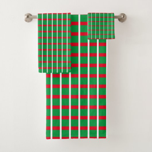 Groene vierkantjes met rode en witte linnen badhan bad handdoek (Insitu)