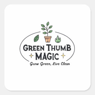 Groene Vinger Magie   T-shirt voor Stadstuinieren Vierkante Sticker