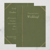 Groene Vintage Boek Trouw Uitnodiging (Voorkant / Achterkant)