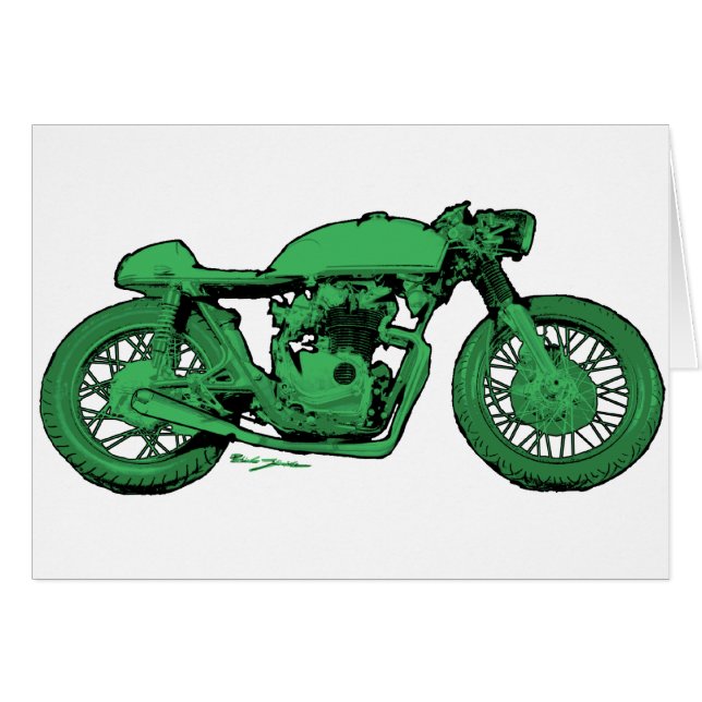 Groene Vintage Cafe Racer (Voorkant Horizontaal)
