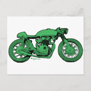 Groene Vintage Cafe Racer Briefkaart