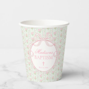Groene Vintage Fantasie Bloem Doop Papieren Bekers