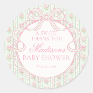 Groene Vintage Fantasie Bloemige Baby Shower Cirke Ronde Sticker