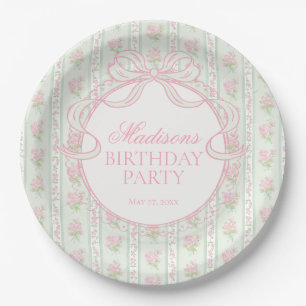 Groene Vintage Fantasie Bloemige Verjaardagsfeestj Papieren Bordje
