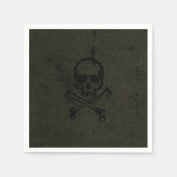 Groene Vintage Grunge Schedel Kruisbeenderen Hallo