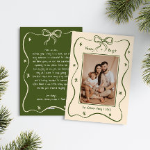 Groene Vintage Hand-getrokken Bow Lijst Foto Kerst