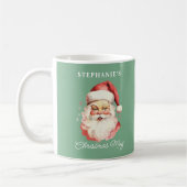 Groene Vintage Retro Kerstman Kerst Koffiemok (Links)