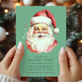 Groene Vintage Retro Kerstman Kerstfeestfeestje Kaart