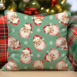Groene Vintage Retro Kerstman Kerstmis Kussen
