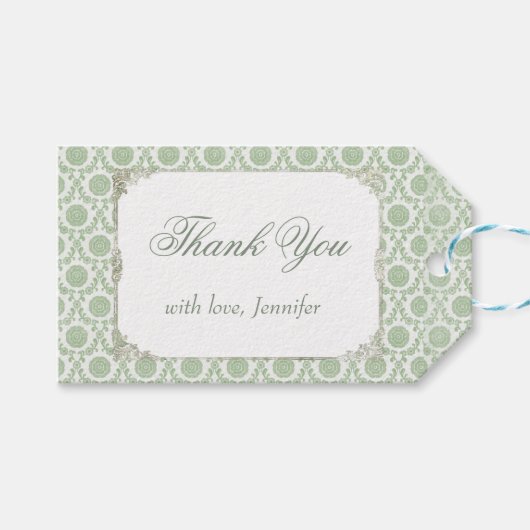 Groene Vintage Shabby Bruiloftsborrel Cadeaulabel (Voorkant (Horizontaal))