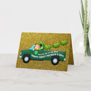 Groene vintage St. Patrick vrachtwagen kabouter en Kaart