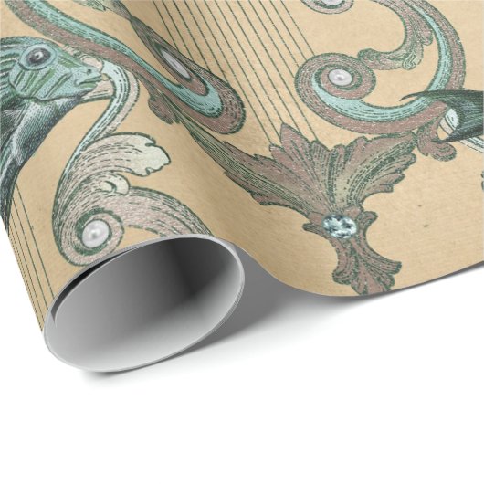 Groene vis en zwaardvis op tan cadeaupapier (Rol Hoek)