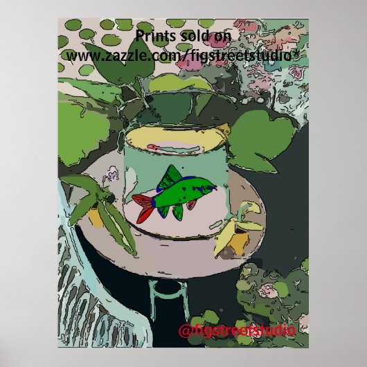 Groene vis in Bowl, bewerk tekst, Poster (Voorkant)
