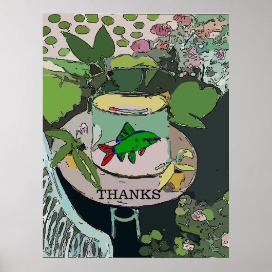 Groene vis in Bowl Poster (Voorkant)