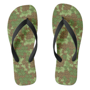 Groene vis op gouden zwarte bruine vlecht teenslippers