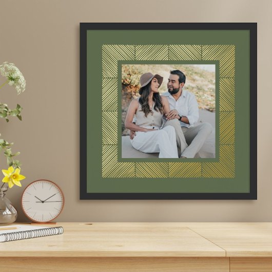 Groene visgraat Custom Foto Folie Art Print