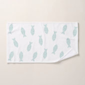 Groene vissen op witte achtergrond handdoek (Handdoek)
