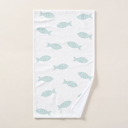 Groene vissen op witte achtergrond handdoek (Handdoek)